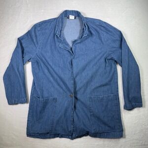 Tickets California Denim Jacket Blue Button Up Long Sleeve Cotton Womens Size 14